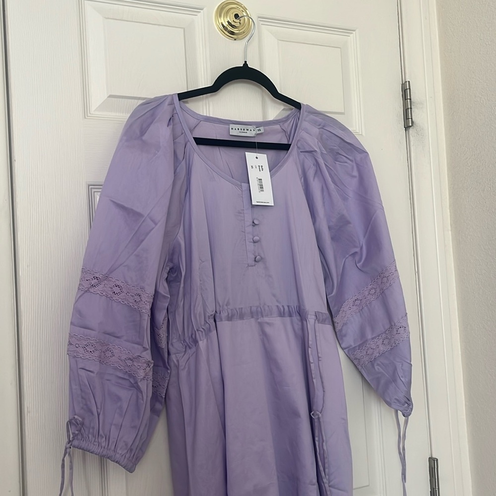 NWT  $304 Harshman Belle dress lilac puff sleeve maxi length size XS - Picture 10 of 14